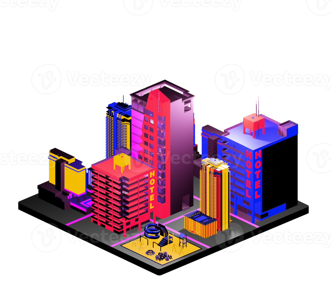 Isometric building arrangement png