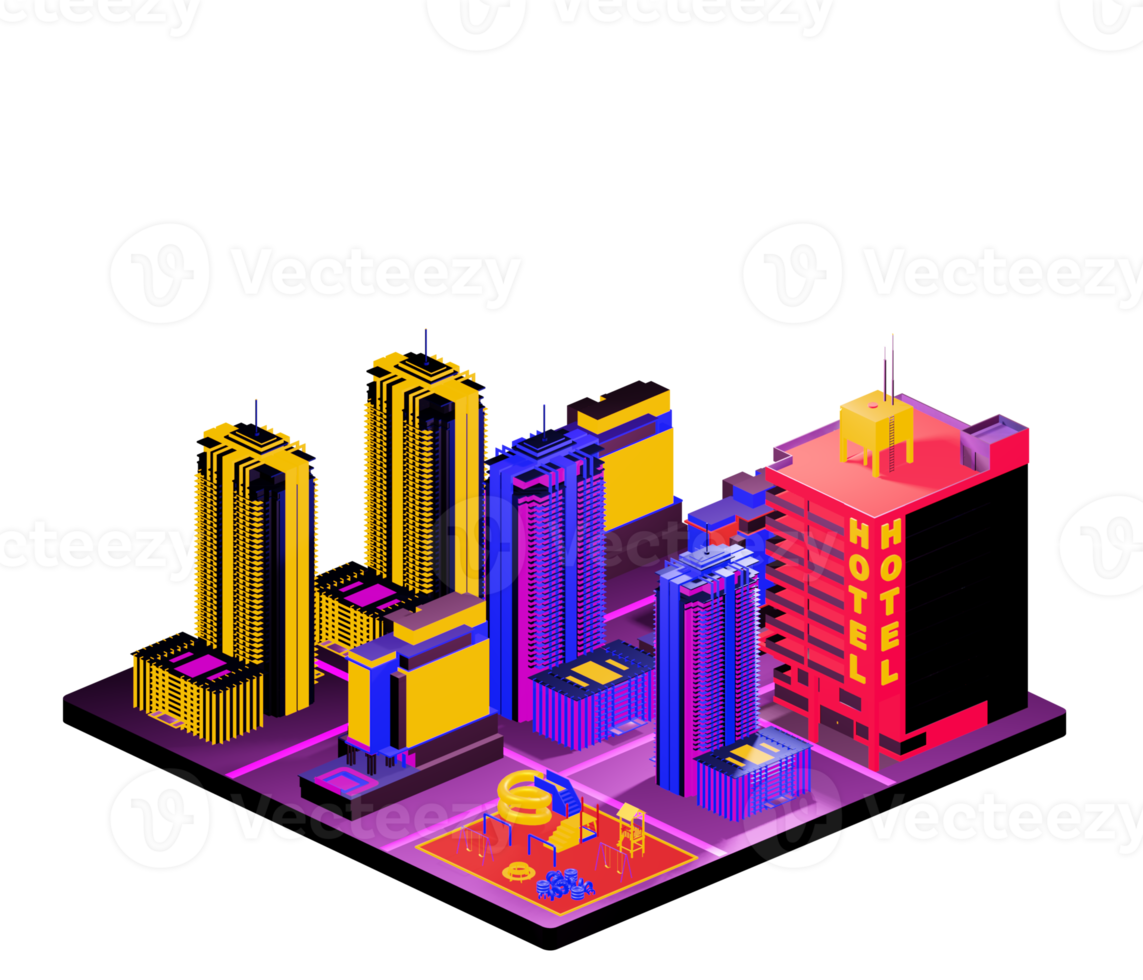 Isometric building in retro style png