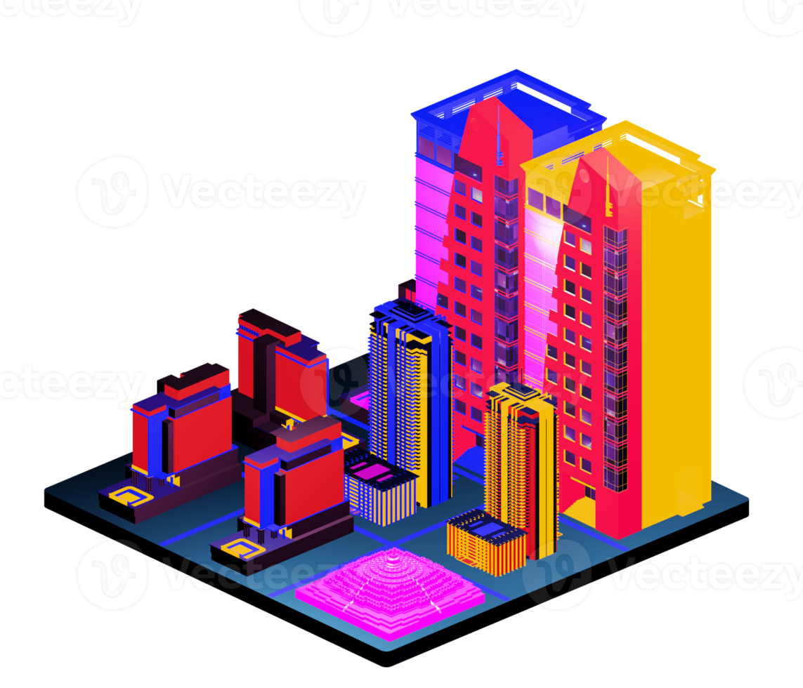 Retro isometric building png