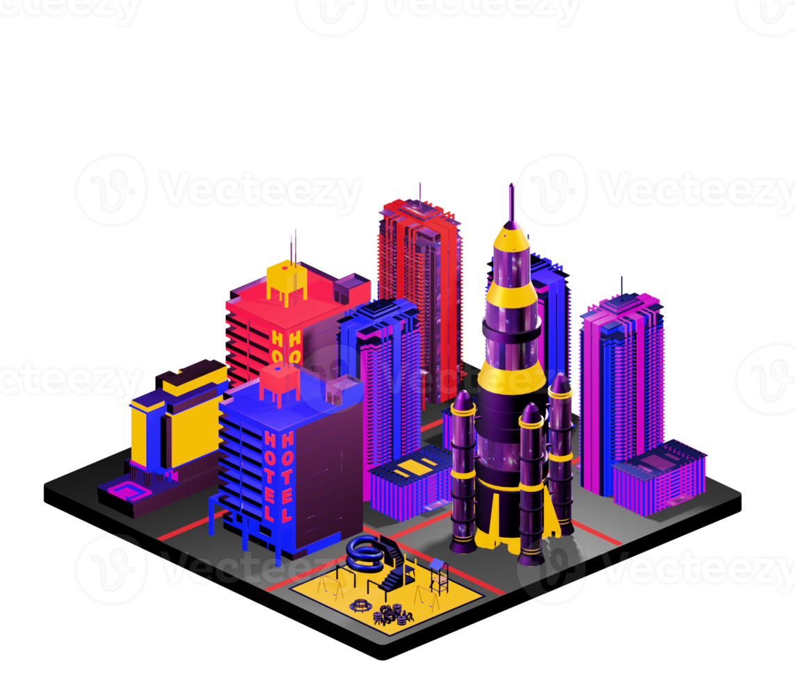 Isometric building arrangement png