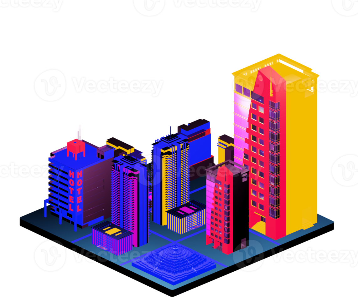 Isometric building in retro style png