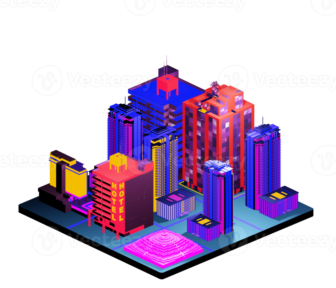 Retro isometric building png
