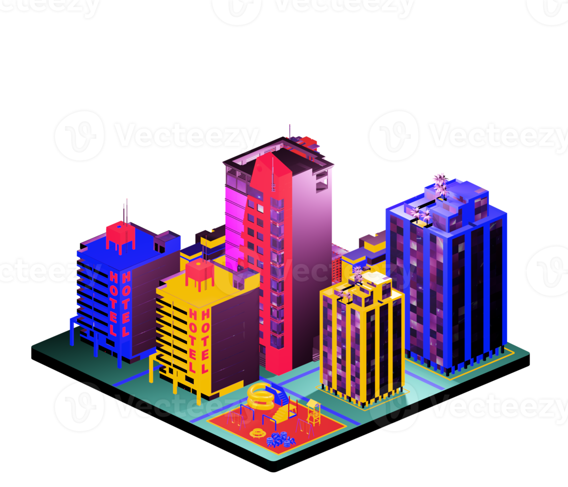 Isometric building arrangement png