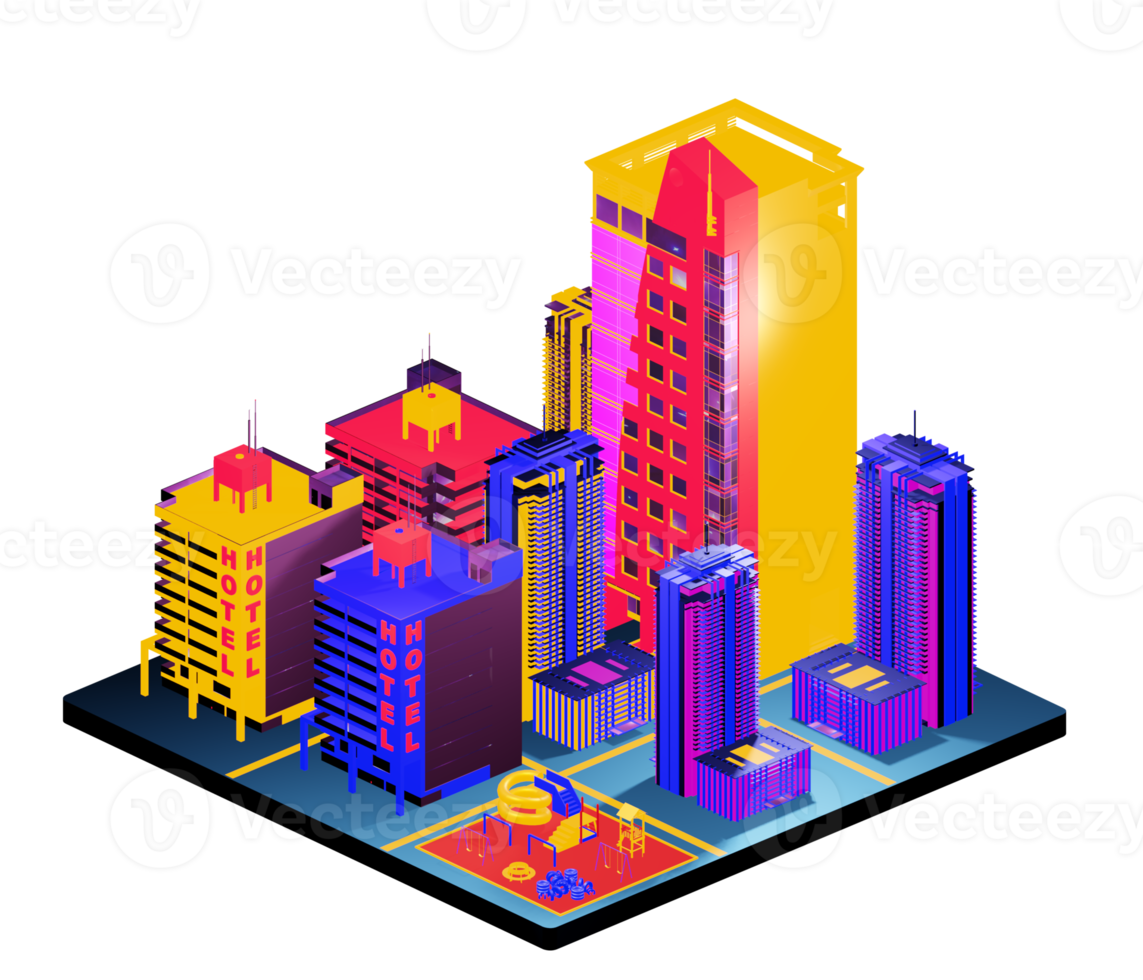 Isometric building arrangement png