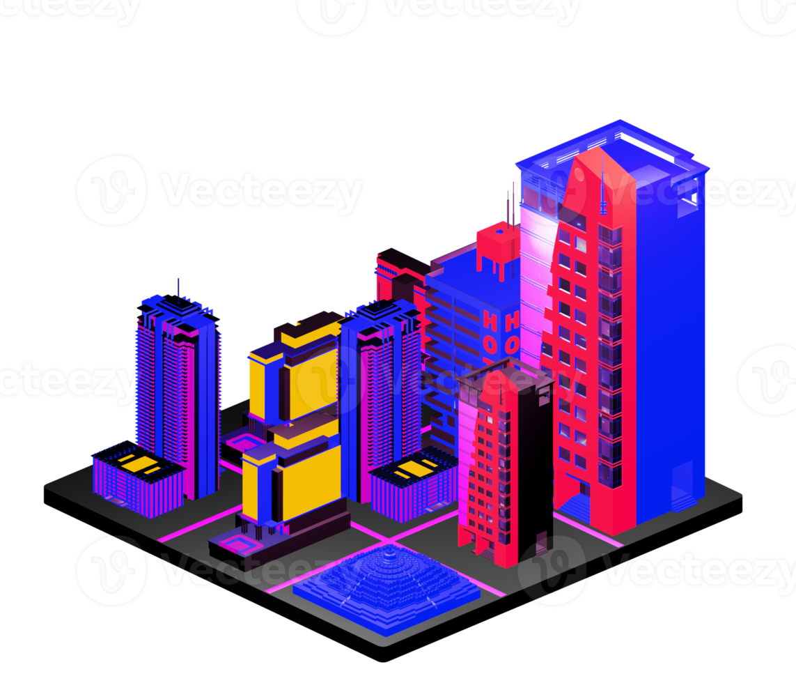 Isometric building arrangement png