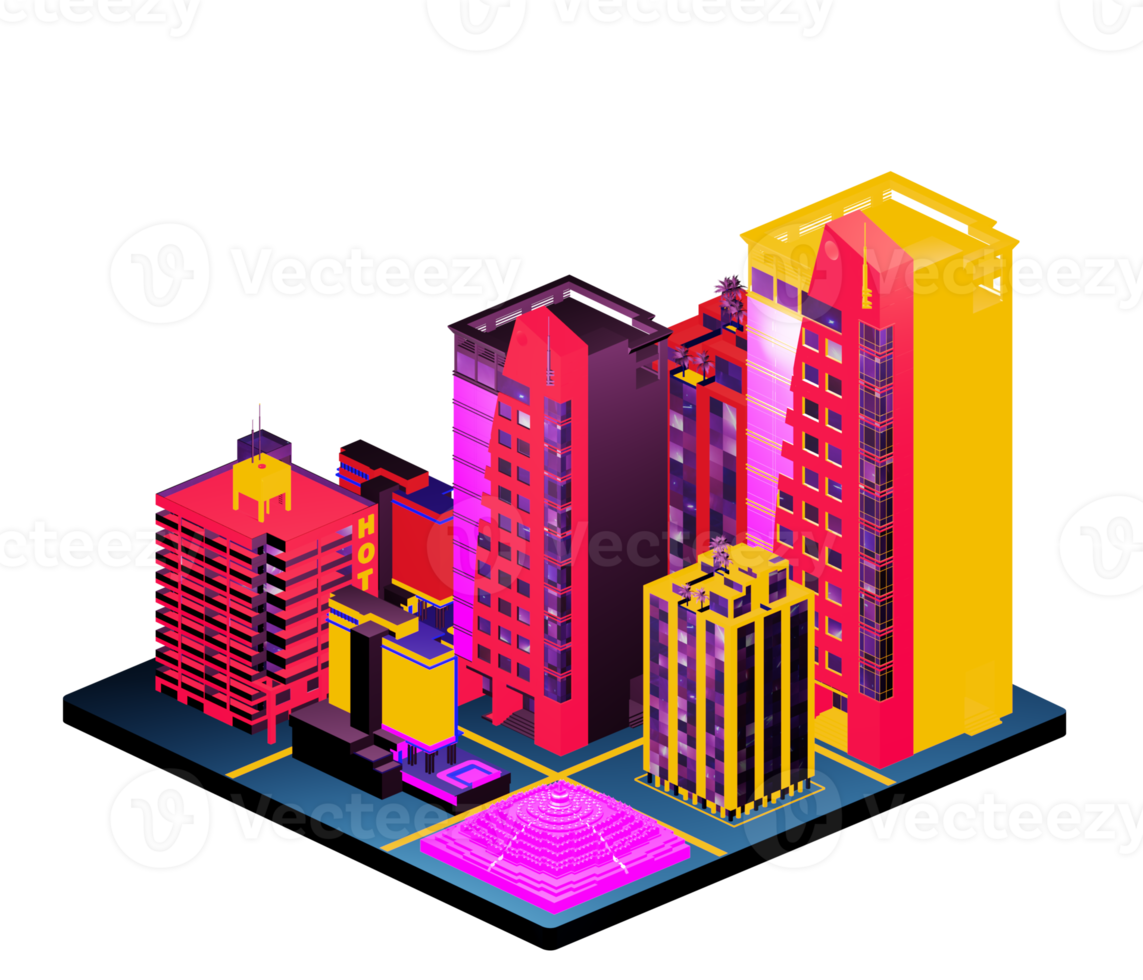 Isometric building in retro style png