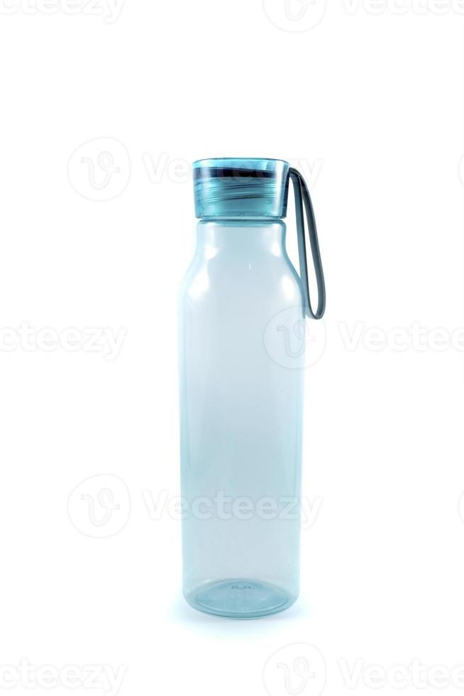 Close-up of reusable water bottle with blue bottle cap photo