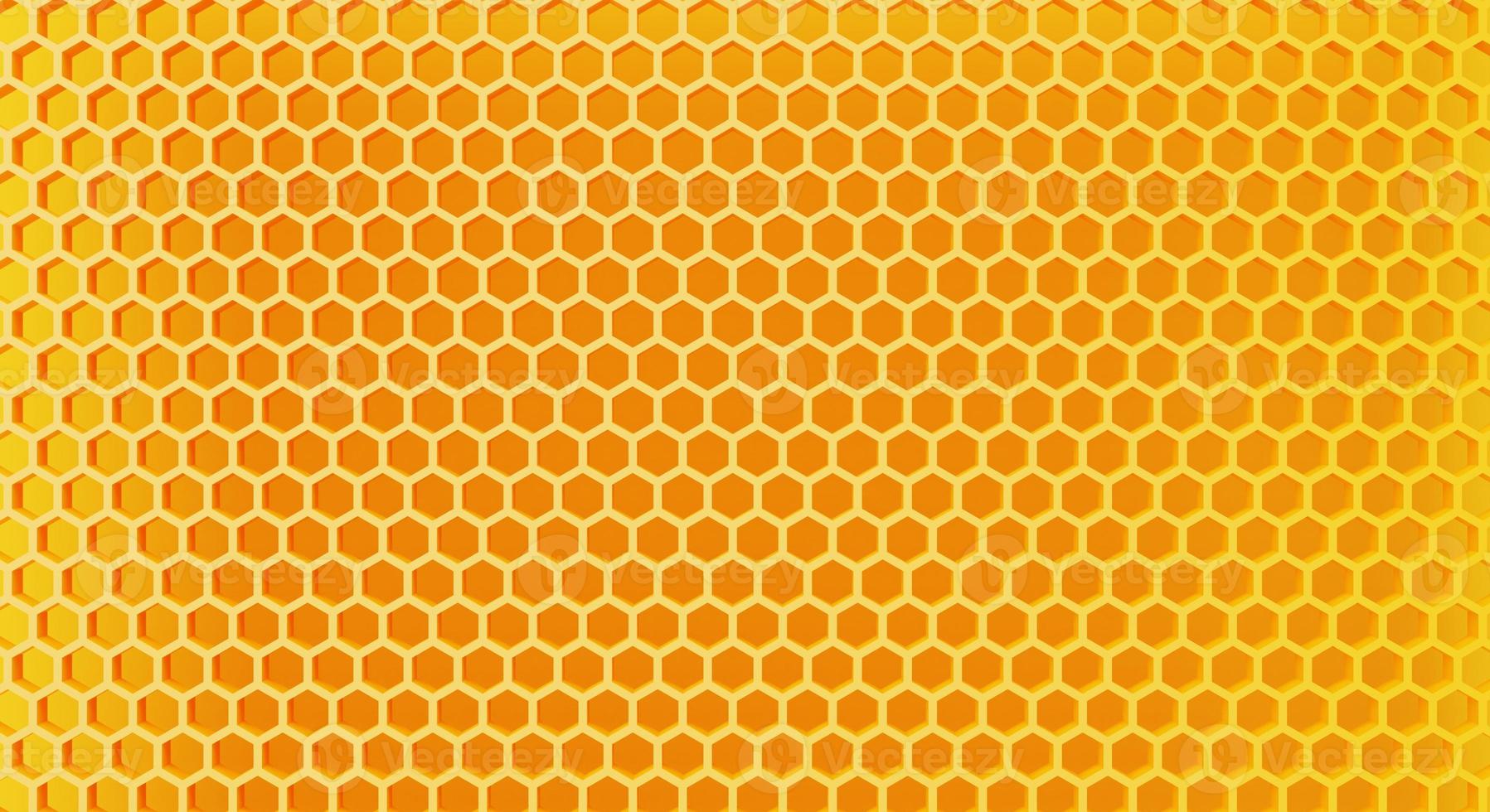 Yellow honeycomb structure pattern background. Food and nature concept. 3D illustration rendering photo