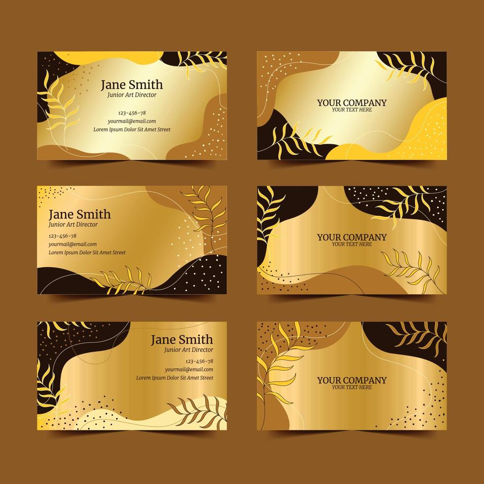 Gold Floral Business Card Collection vector