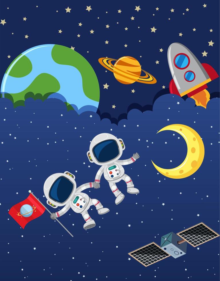 Cartoon space background template vector