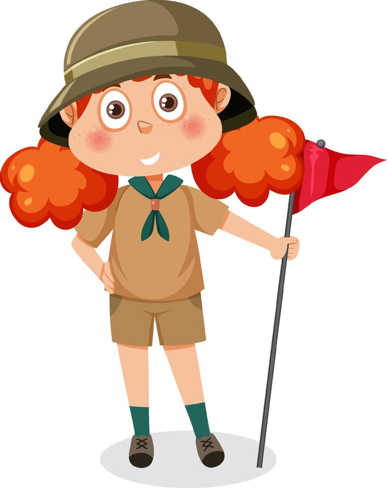 Cute girl wearing camping outfit vector