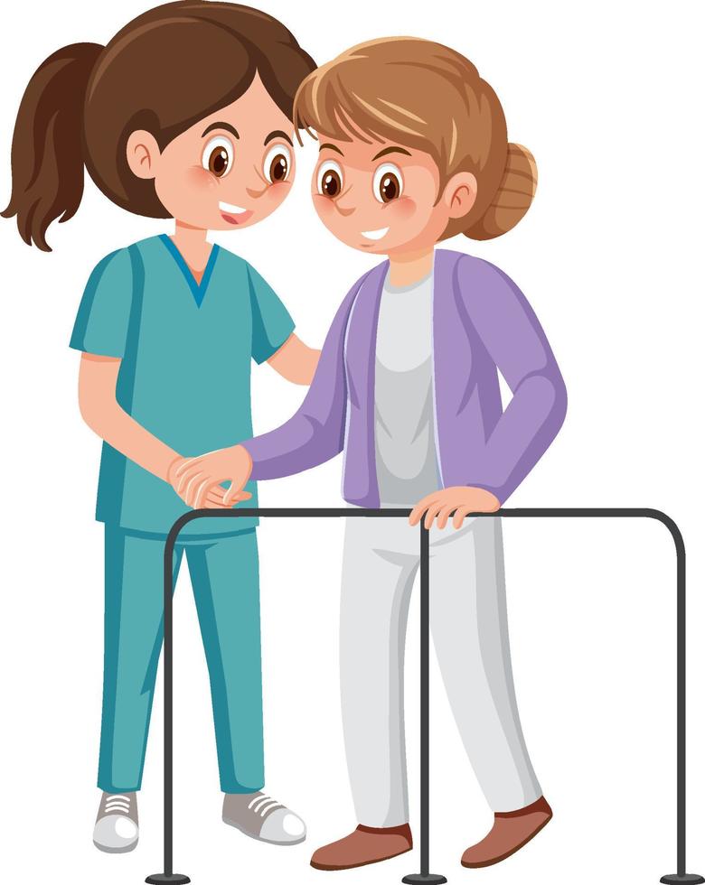 Nurse with patient cartoon character vector