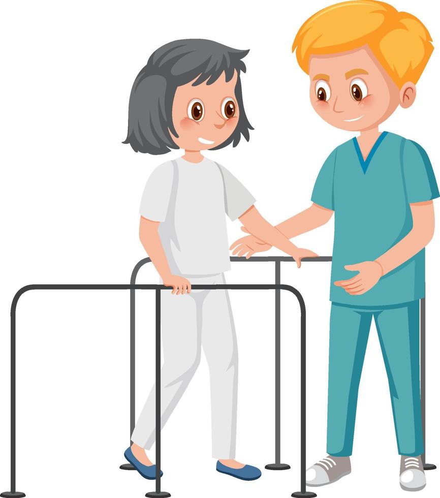 Nurse with patient cartoon character vector