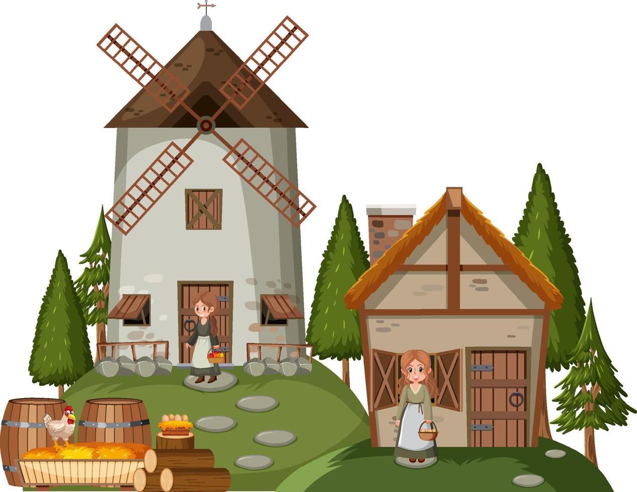 Medieval historical building in cartoon style vector