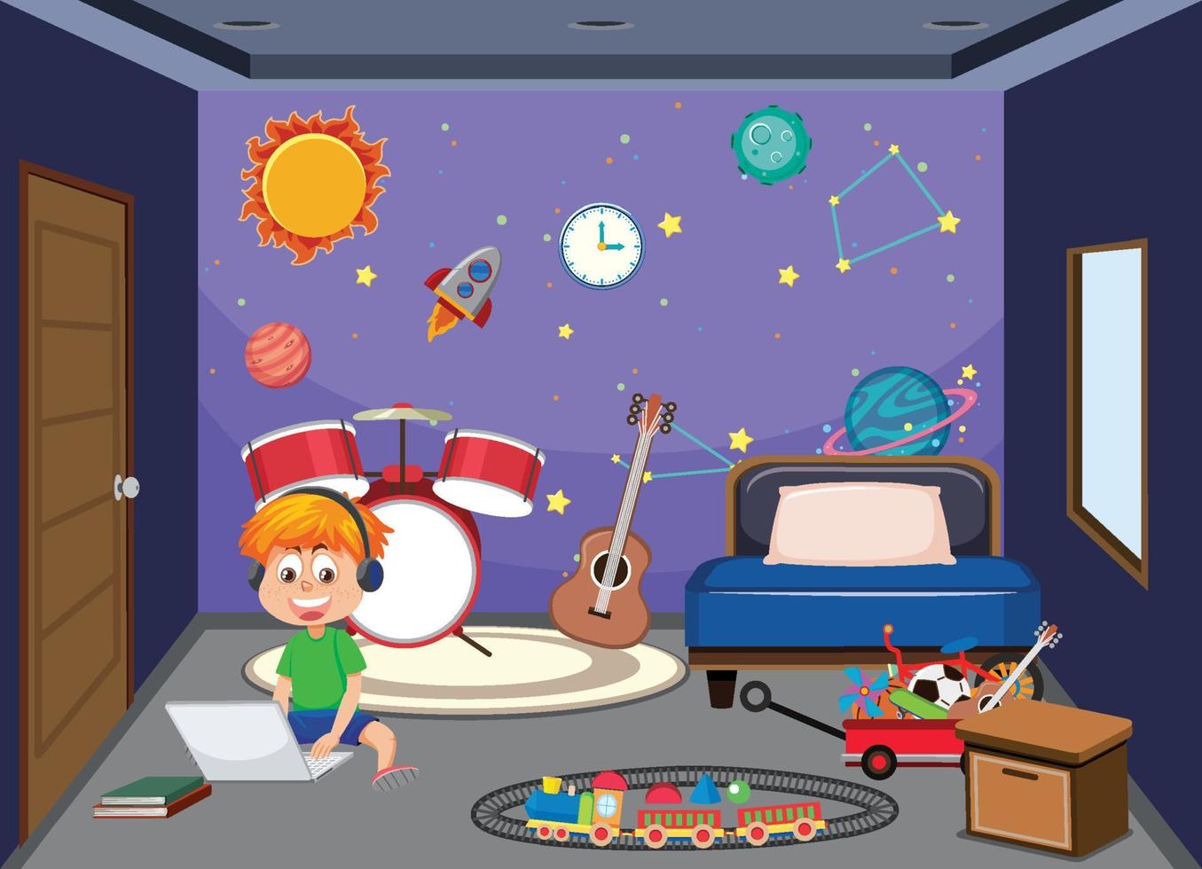 Kids learning online at home vector