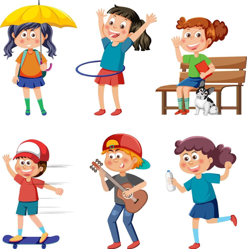 Children doing different activities set vector
