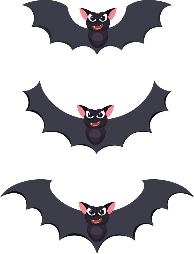 Set of bat cartoon flying vector