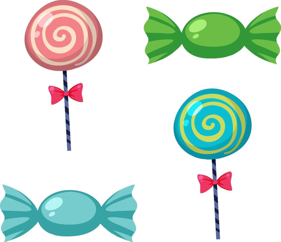 Cute candies isolated set vector