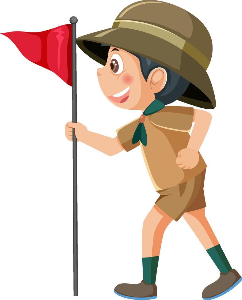 A boy wearing camping outfit vector