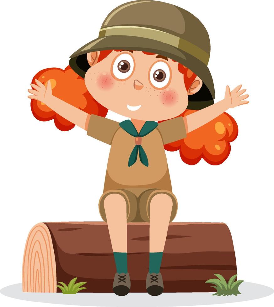 A girl wearing camping outfit vector