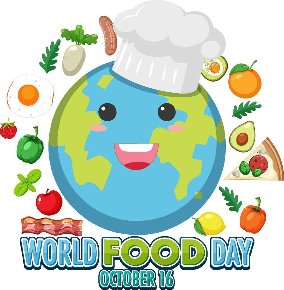 texto del día mundial de la alimentación con elementos alimentarios  12054343 Vector en Vecteezy