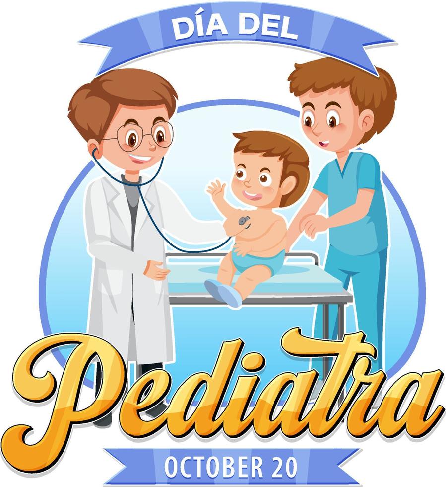 dia del pediatra texto con personaje de dibujos animados 12054345 Vector en  Vecteezy