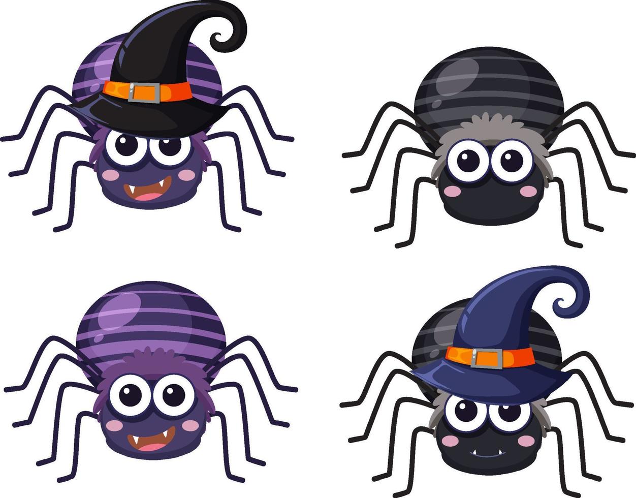 conjunto de diferentes arañas de halloween vector