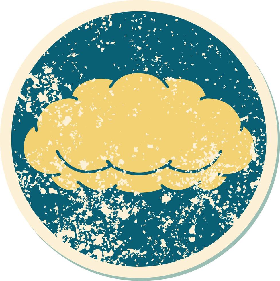 iconic distressed sticker tattoo style image of a grey cloud vector