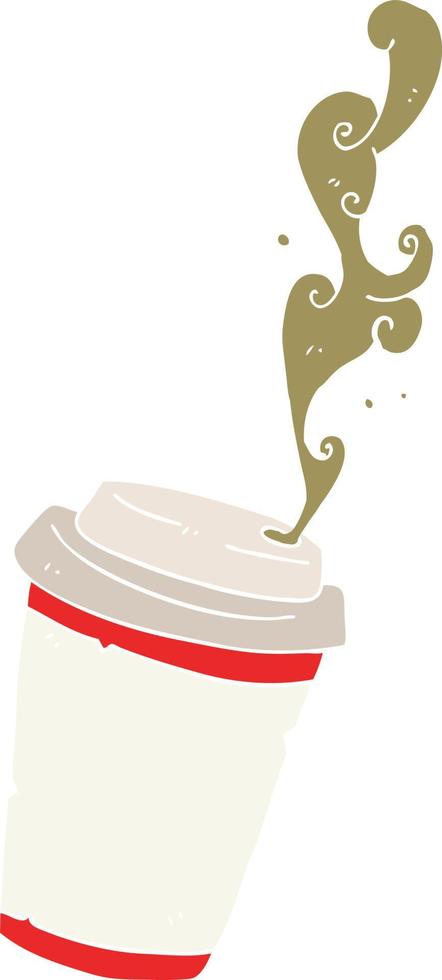 flat color illustration of take out coffee vector