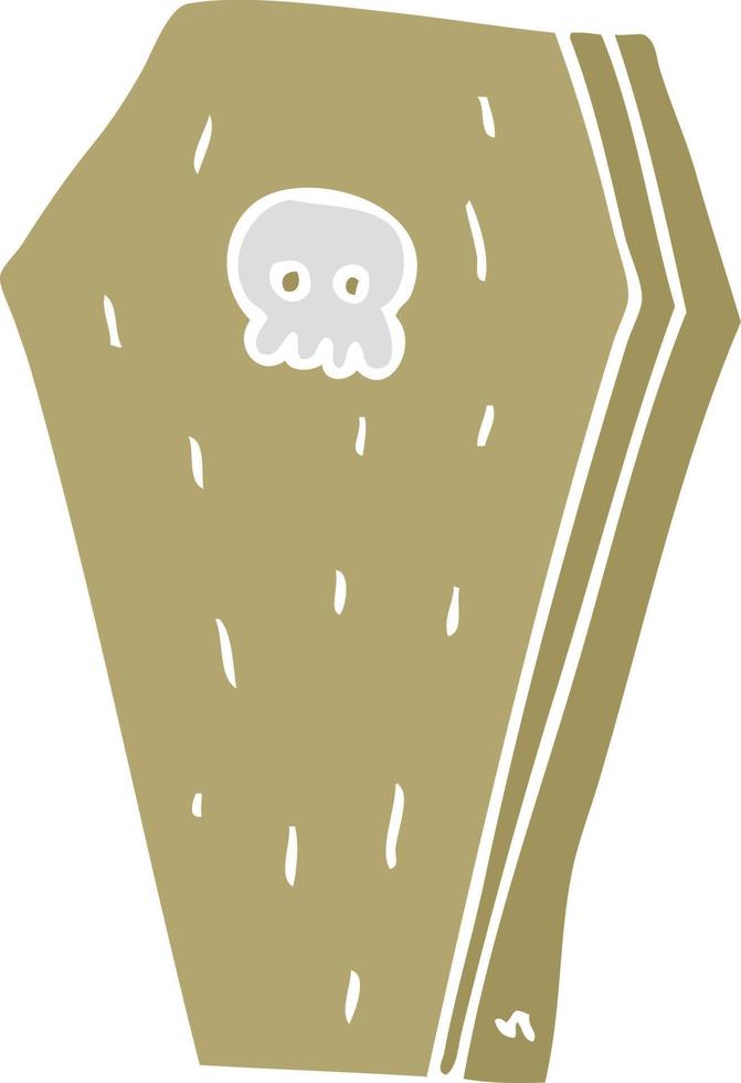 flat color illustration of halloween coffin vector