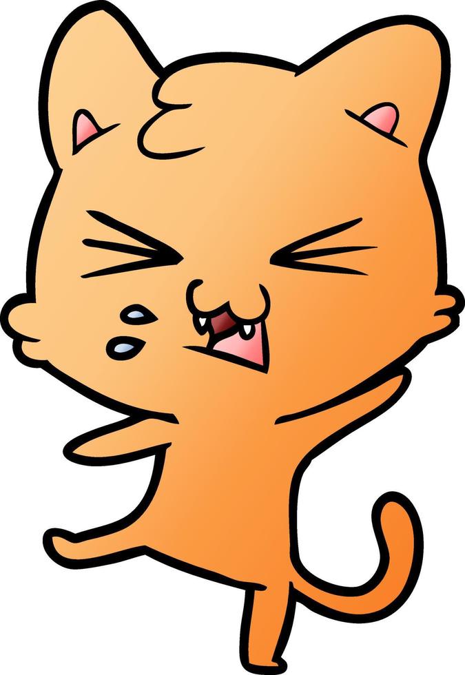 cartoon cat hissing vector