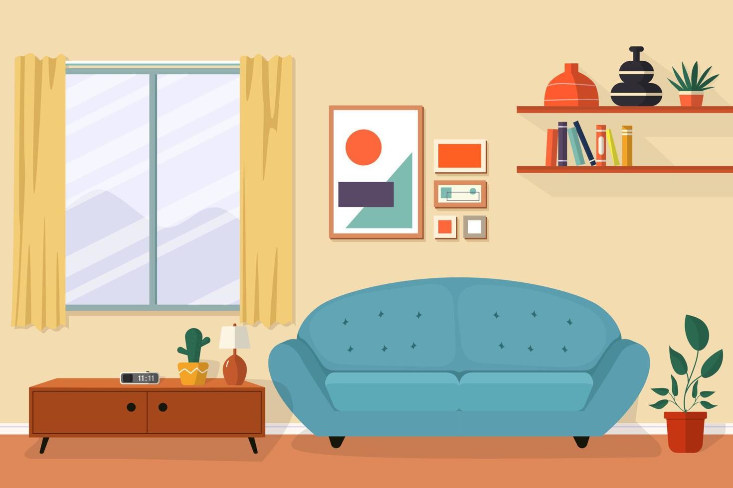 Fondo de concepto interior retro vector