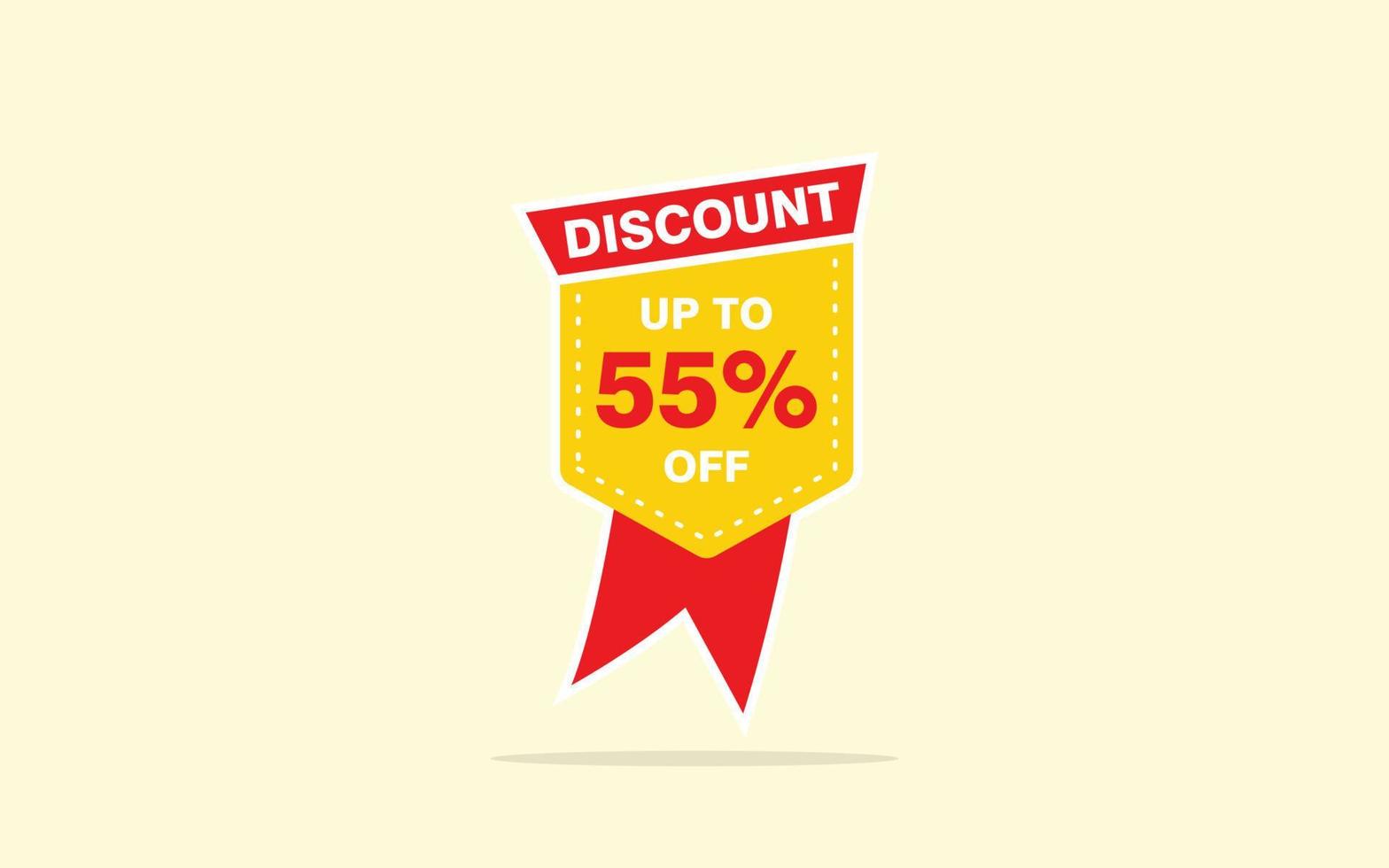 55 Percent discount offer, clearance, promotion banner layout with sticker style. vector