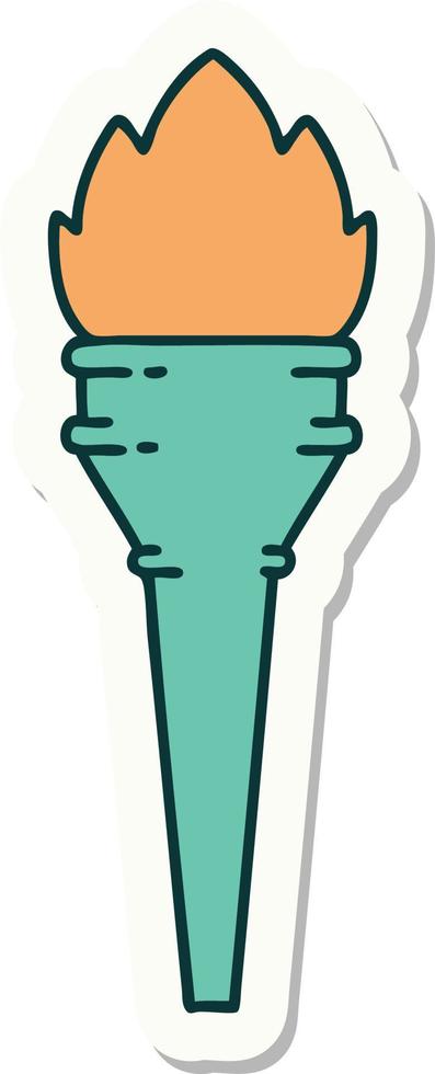 sticker of tattoo in traditional style of a lit torch vector