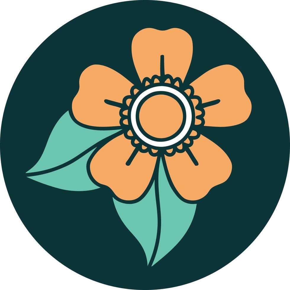 iconic tattoo style image of a flower vector