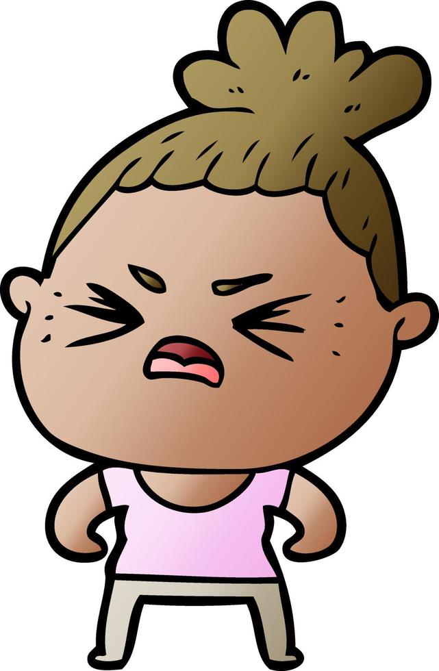 cartoon angry woman vector