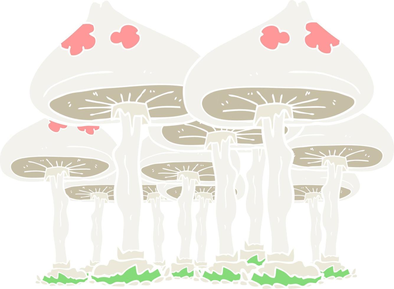 flat color illustration of mushrooms vector