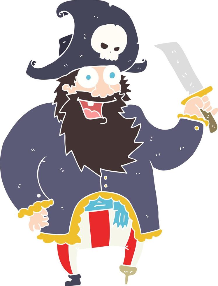 ilustración de color plano del capitán pirata vector