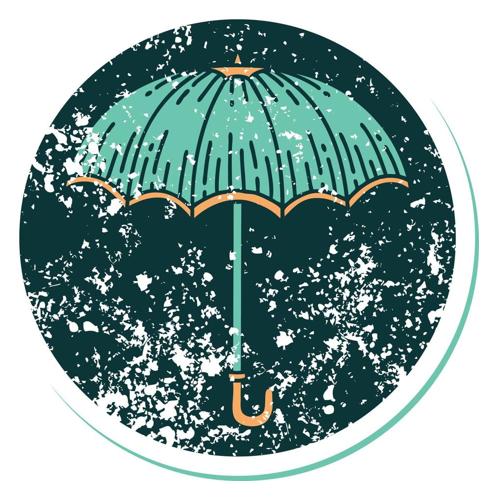 iconic distressed sticker tattoo style image of an umbrella vector