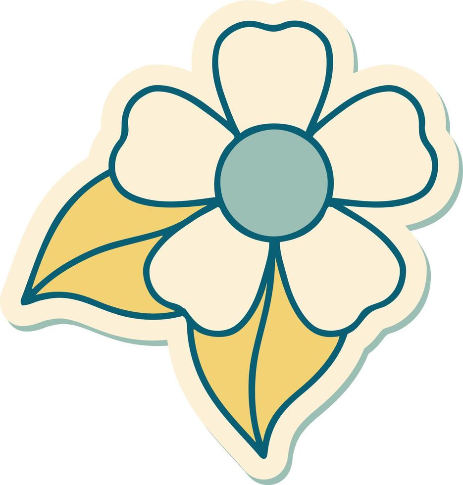 sticker of tattoo in traditional style of a flower vector