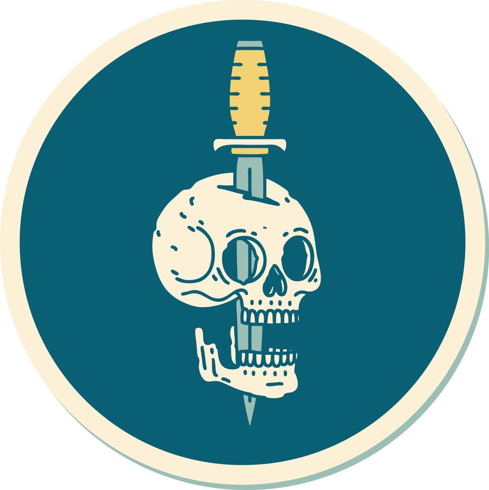 sticker of tattoo in traditional style of a skull vector