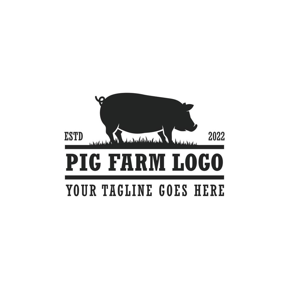 Pig farm logo vector. Cattle farm logo vector