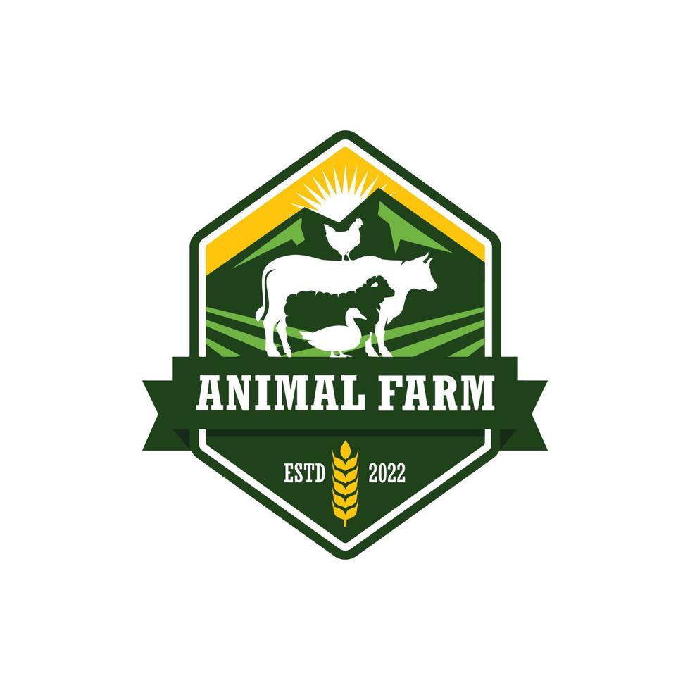 vector de diseño de logotipo de animales de granja