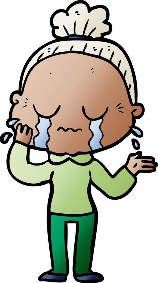 cartoon crying old lady vector