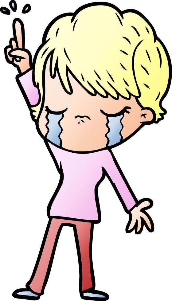 cartoon woman crying vector