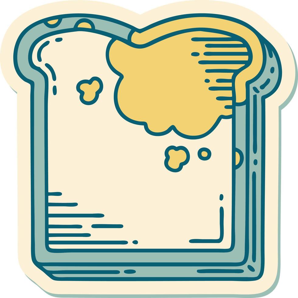 sticker of tattoo in traditional style of a mouldy bread vector