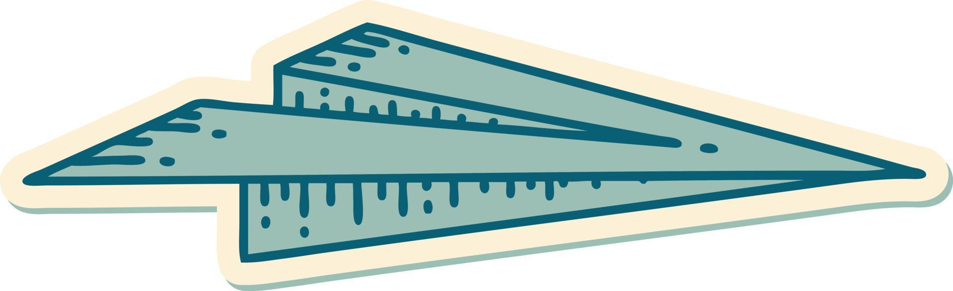 sticker of tattoo in traditional style of a paper airplane vector