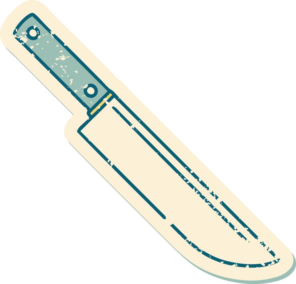 iconic distressed sticker tattoo style image of a knife vector