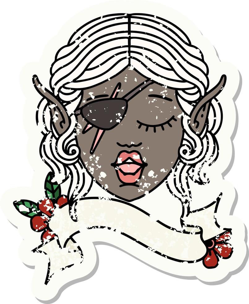 Retro Tattoo Style elf rogue character face vector