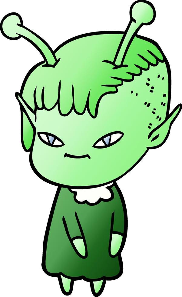 cute cartoon alien girl vector